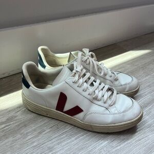 Veja White Sneakers with Navy and Red Accents